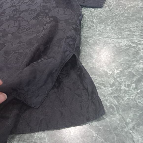 Vintage Peaches & Smith 100% Silk Short Sleeve Black Floral Tunic Top Classy EUC - Picture 3 of 10